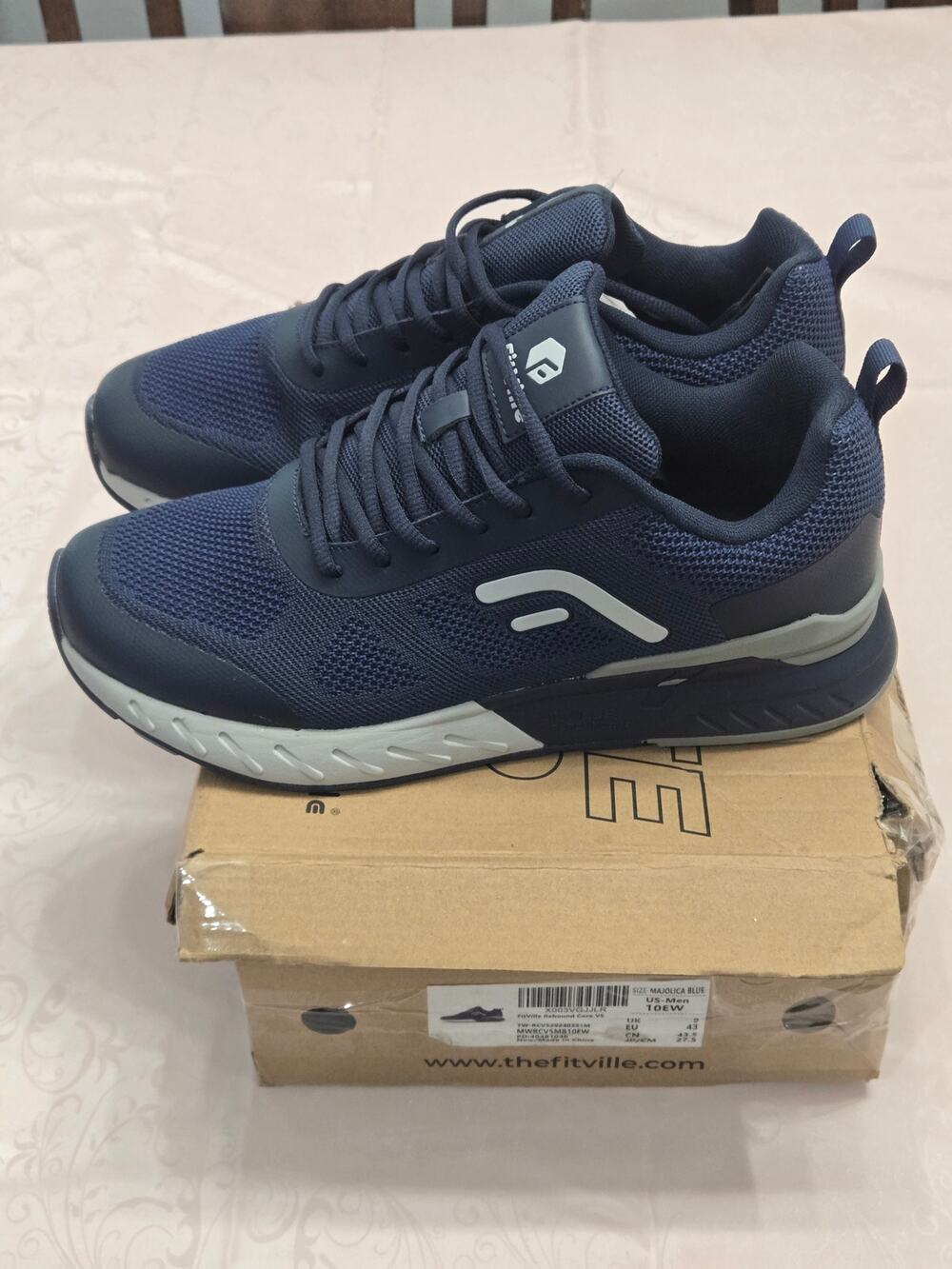 FitVille Rebound Core V5 Walking Shoes Majolica Blue Men's 10EW Wide New Box
